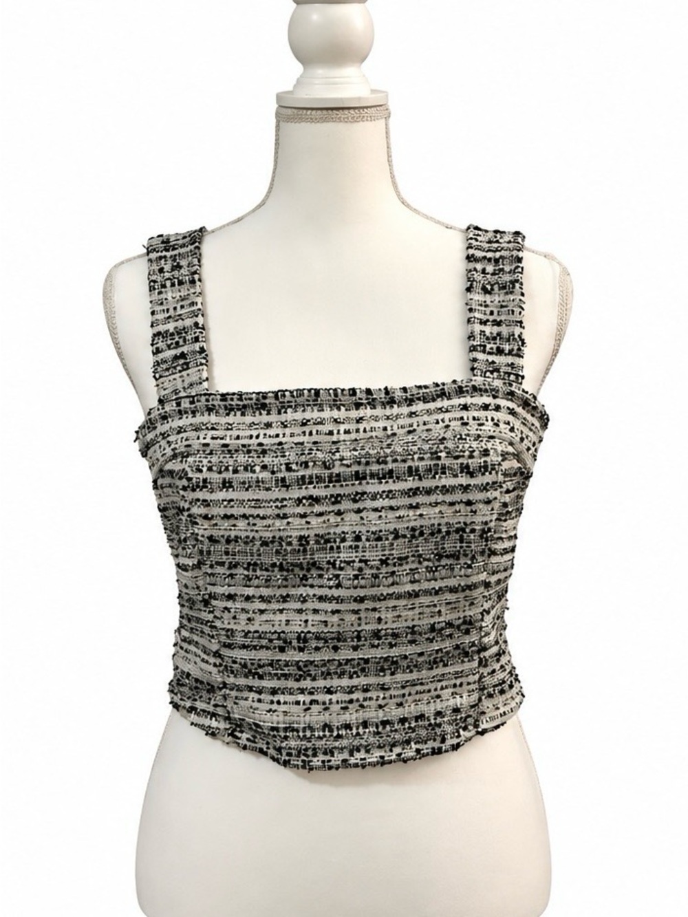 Striped Crop Tank in Black & White Like New